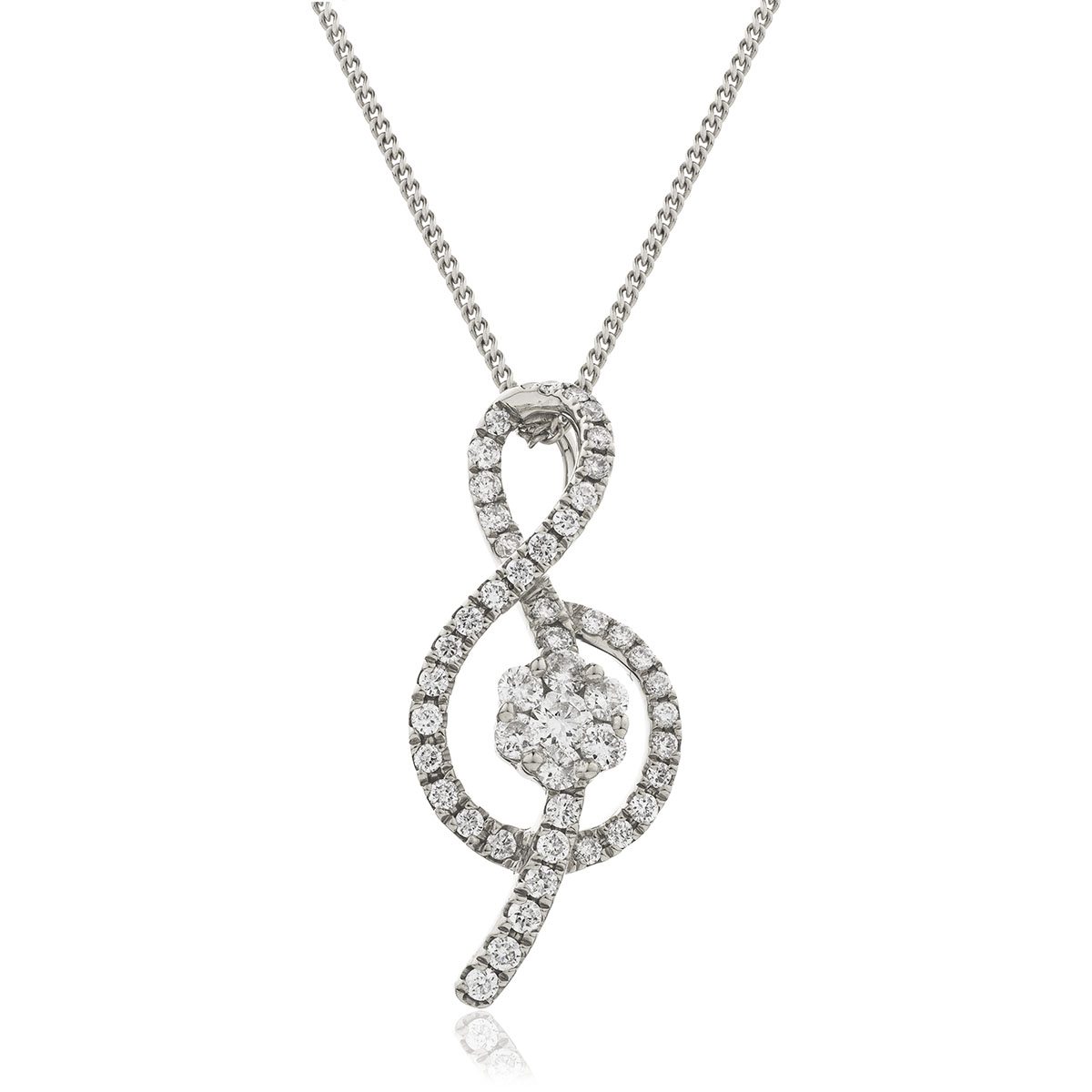 Treble Clef Diamond Necklace