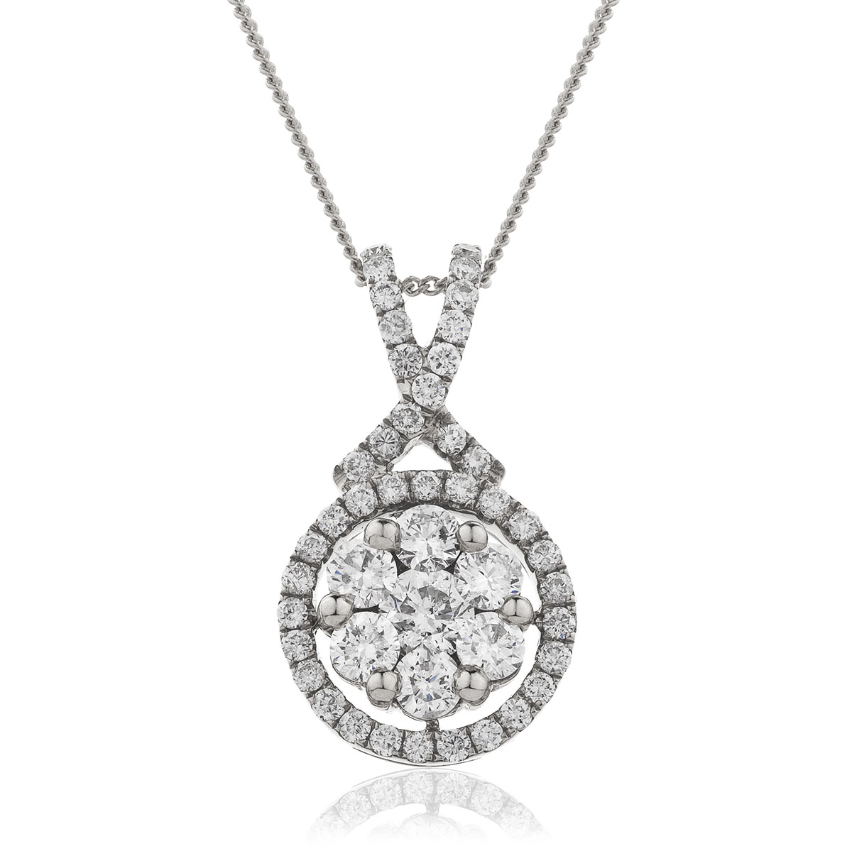 Cross Over Halo Pave Diamond Pendant