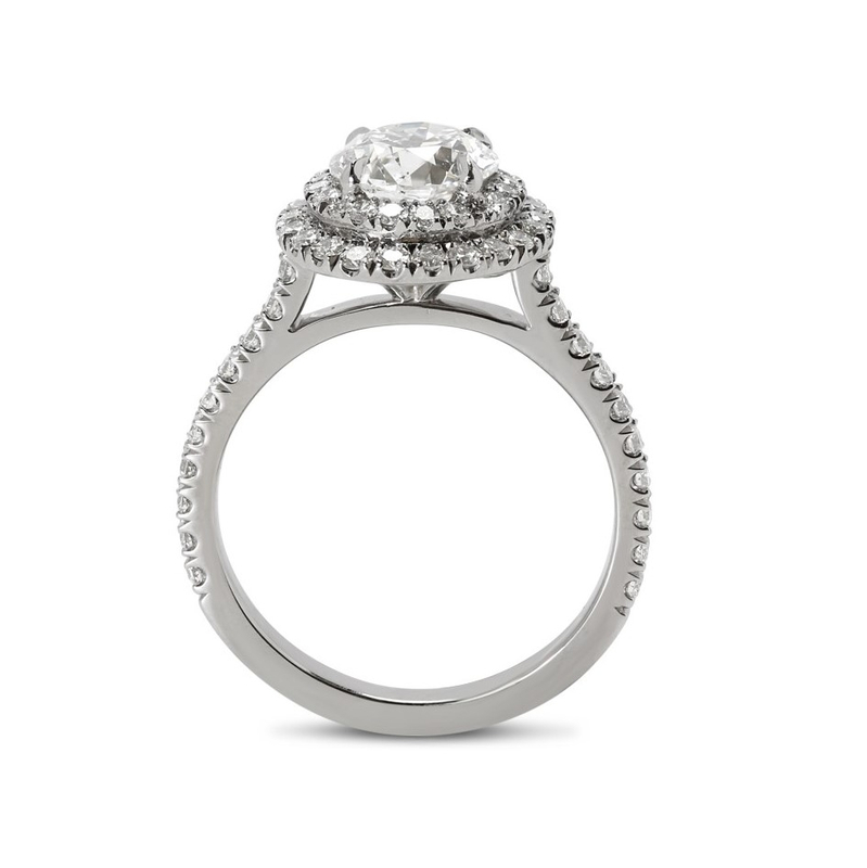 Double Halo Round Shape Diamond Engagement Ring