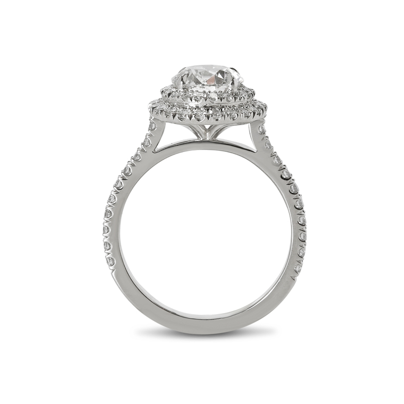  Double Halo Round Shape Lab Grown Diamond Engagement Ring