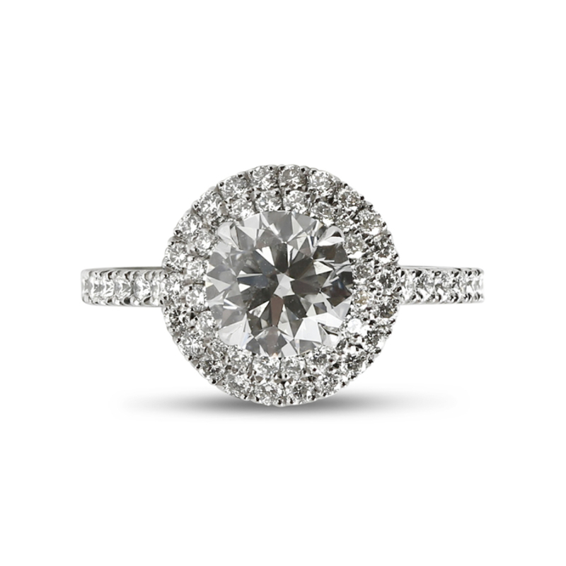 Double Halo Round Shape Diamond Engagement Ring