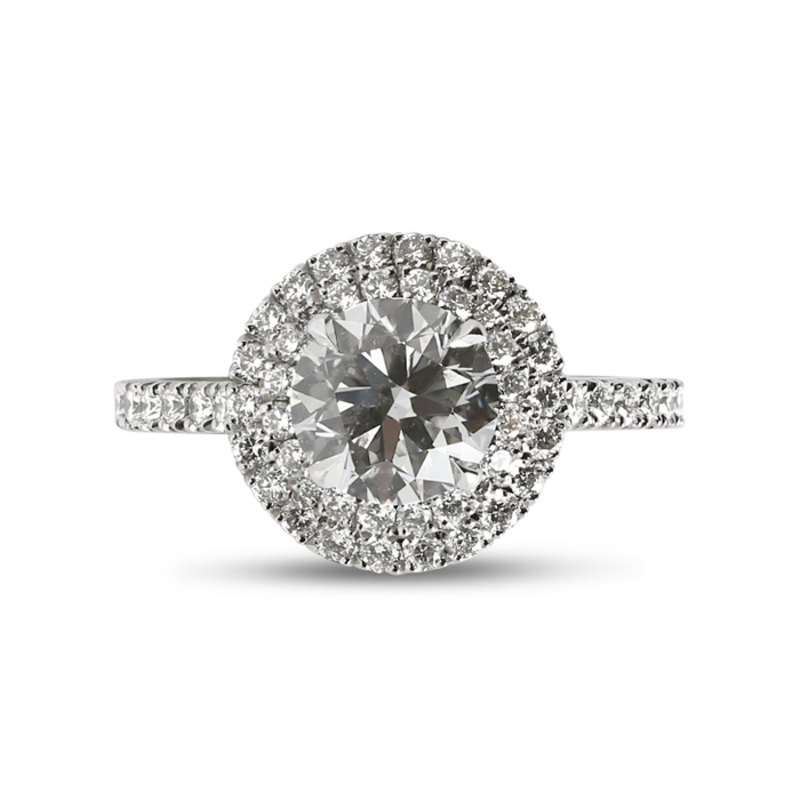  Double Halo Round Lab Grown Diamond Engagement Ring