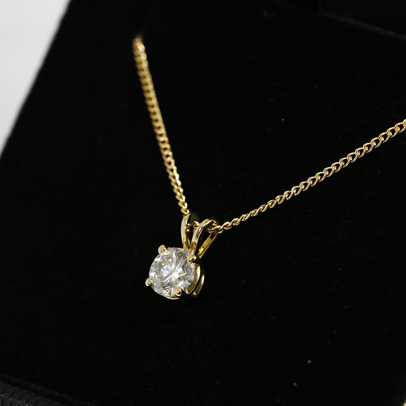 Four Claw Yellow Gold Double loop Diamond Pendant