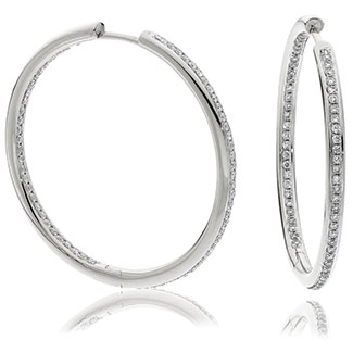 Channel Set Diamond Hoop Earrings