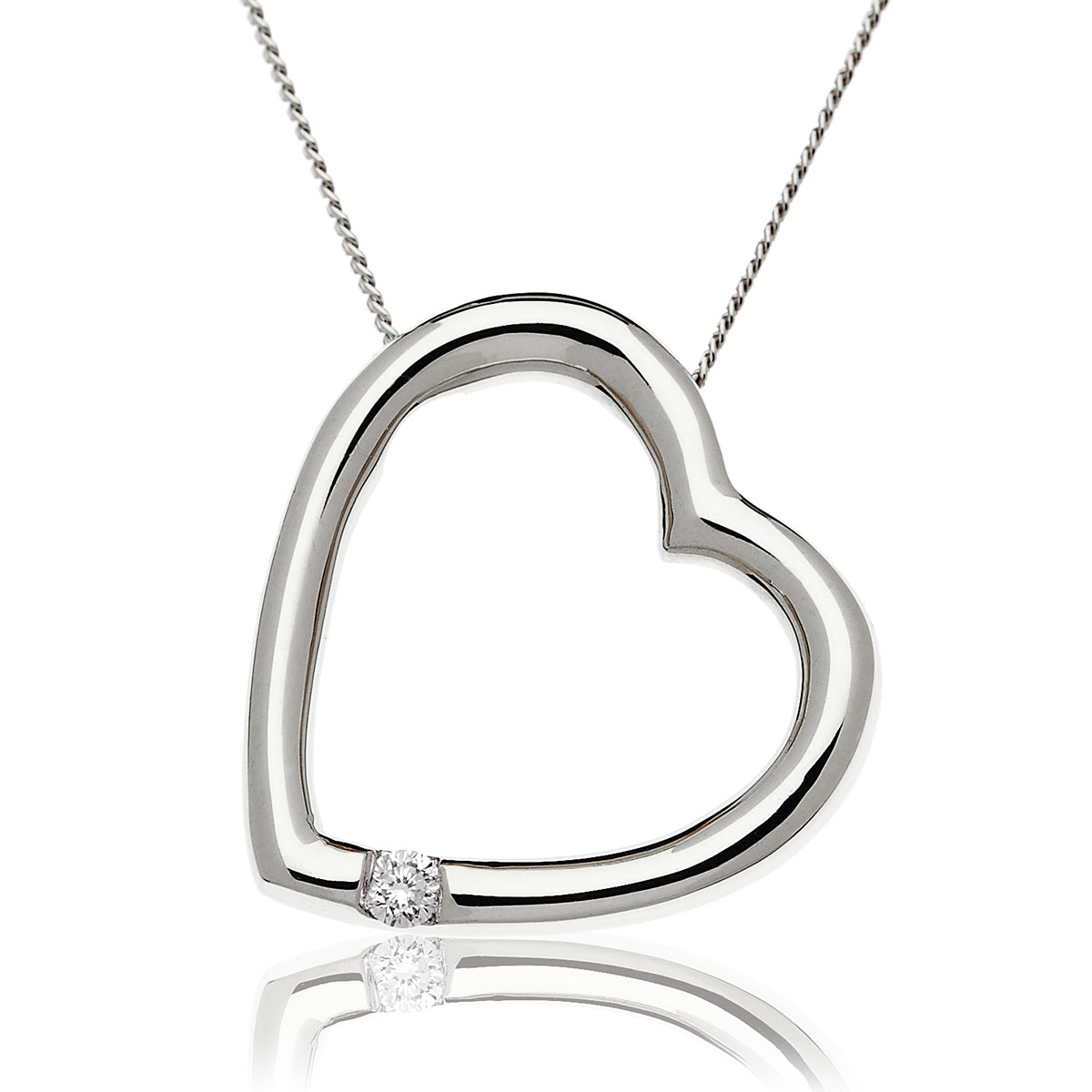 Heart Shaped Single Diamond Pendant