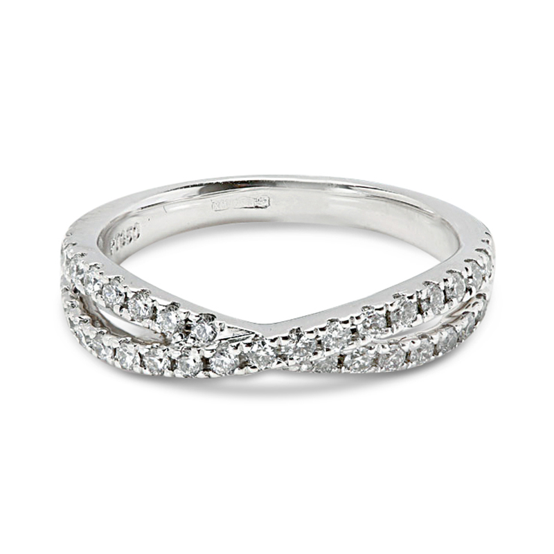 Double Cross Diamond Wedding Ring