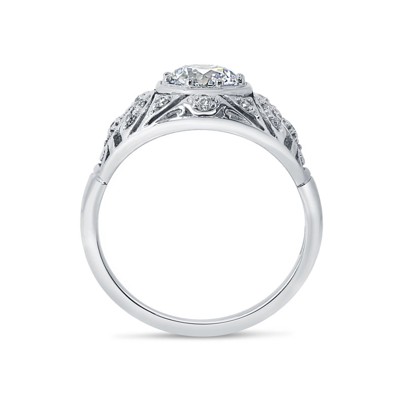 Eight Claw Art Deco Round Shape Diamond Engagement Ring