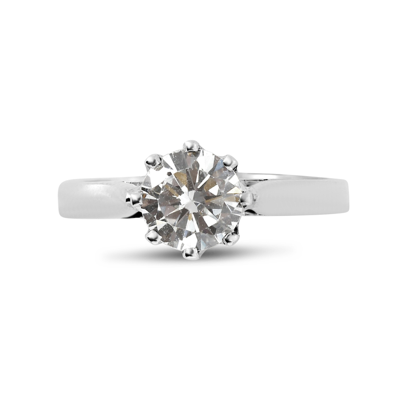 Eight Claw Vintage Solitaire Round Shape Diamond Engagement Ring