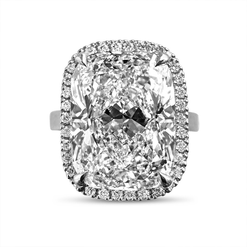 Elongated Cushion Halo Diamond Engagement Ring 