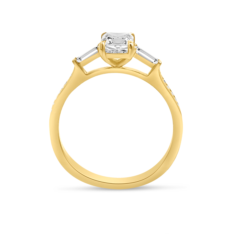 Emerald Cut and Tapered Baguettes Channel Setting Diamond Engagement Ring