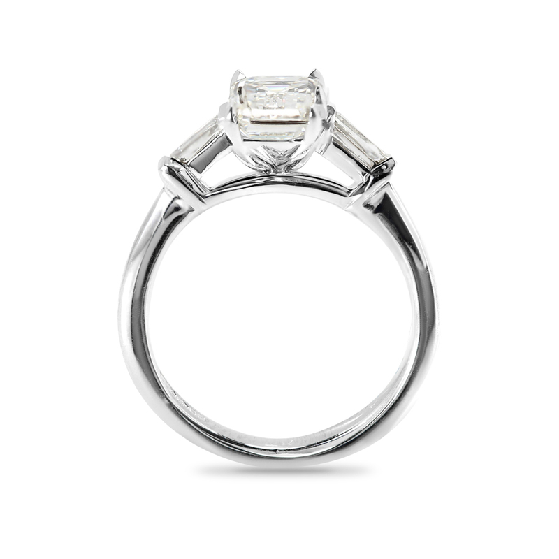 Emerald Cut and Tapered Baguettes Diamond Engagement Ring