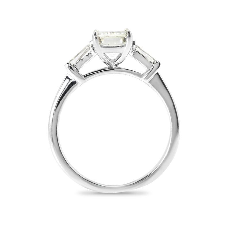 Emerald Cut and Tapered Baguettes Diamond Engagement Ring