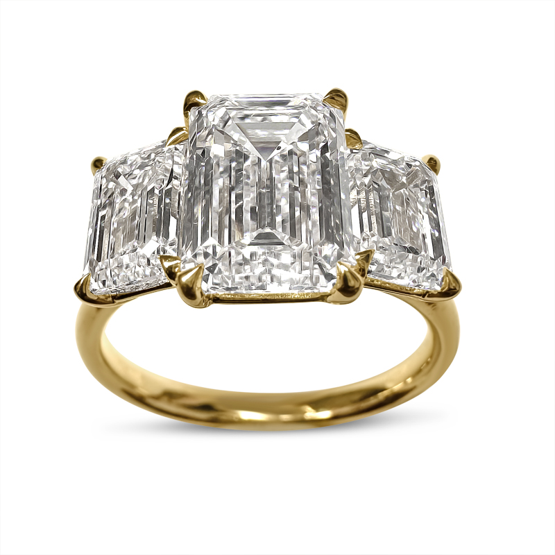 Trilogy Emerald Lab Grown Diamond Engagement Ring