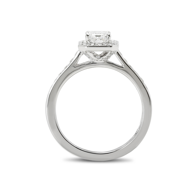 Emerald Cut Halo Pave Set Lab Grown Diamond Engagement Ring