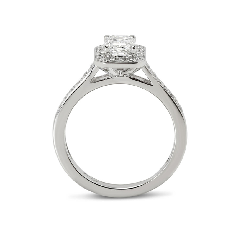 Emerald Cut Halo Pave Set Lab Grown Diamond Engagement Ring