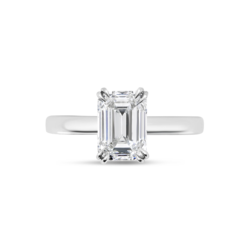 Emerald Cut Invisible Gallery Diamond Engagement Ring