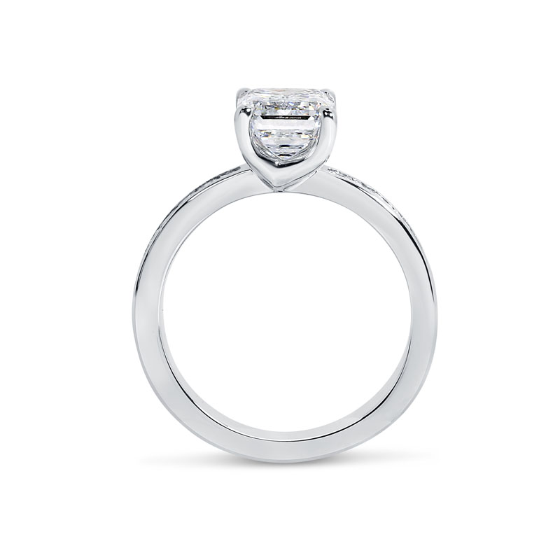 Emerald Cut Princess Channel Setting Diamond Engagement Ring