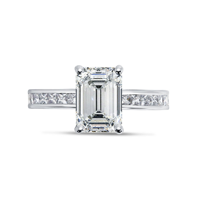 Emerald Cut Princess Channel Setting Lab Grown Diamond Engagement Ring