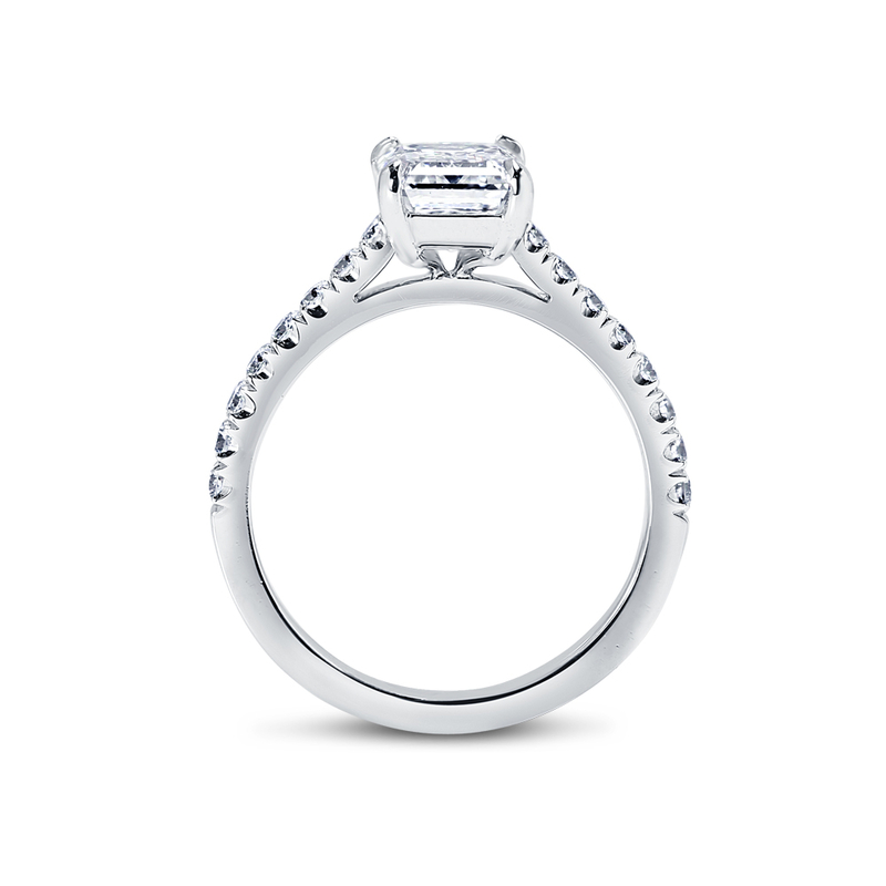 Emerald Cut Shoulder Set Diamond Engagement Ring