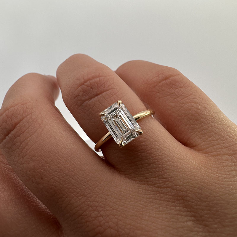 Emerald Cut Solitaire Lab Grown Diamond Engagement Ring