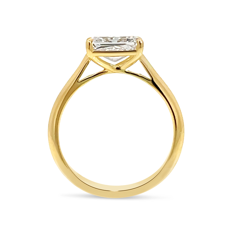 Horizontal Radiant Cut Solitaire Diamond Engagement Ring