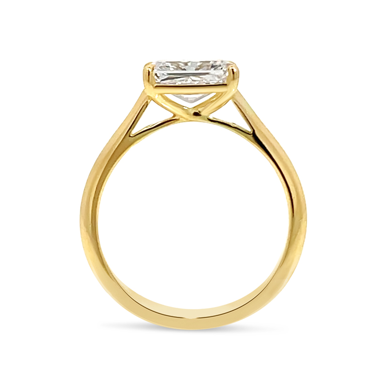 Horizontal Radiant Cut Solitaire Lab Grown Diamond Engagement Ring