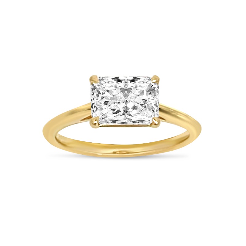 Horizontal Radiant Cut Solitaire Diamond Engagement Ring
