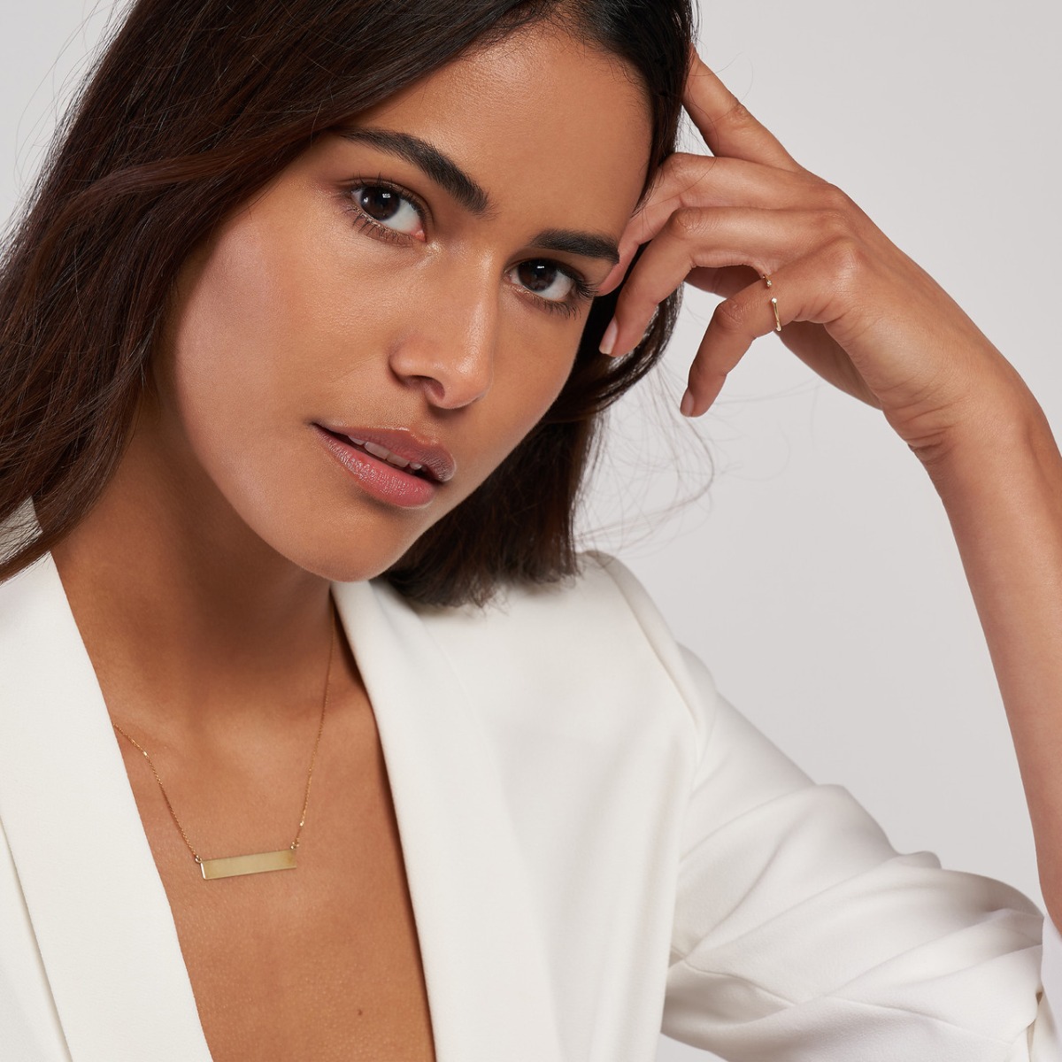 Engravable Gold Bar Adjustable Necklace