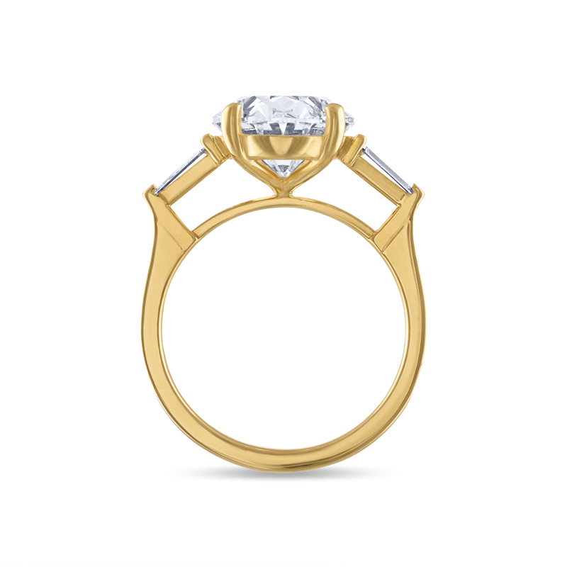 Oval Trilogy Tapered Baguette Channel Set Diamond Engagement Ring