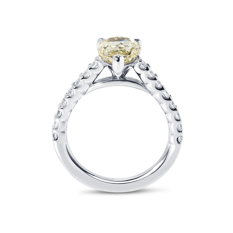 Lab Grown Yellow Pear Cut Diamond Fishtail Setting Engagement Ring