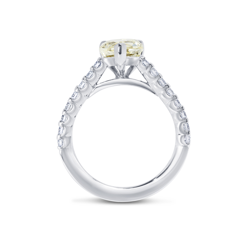 Yellow Pear Cut Diamond Fishtail Setting Engagement Ring