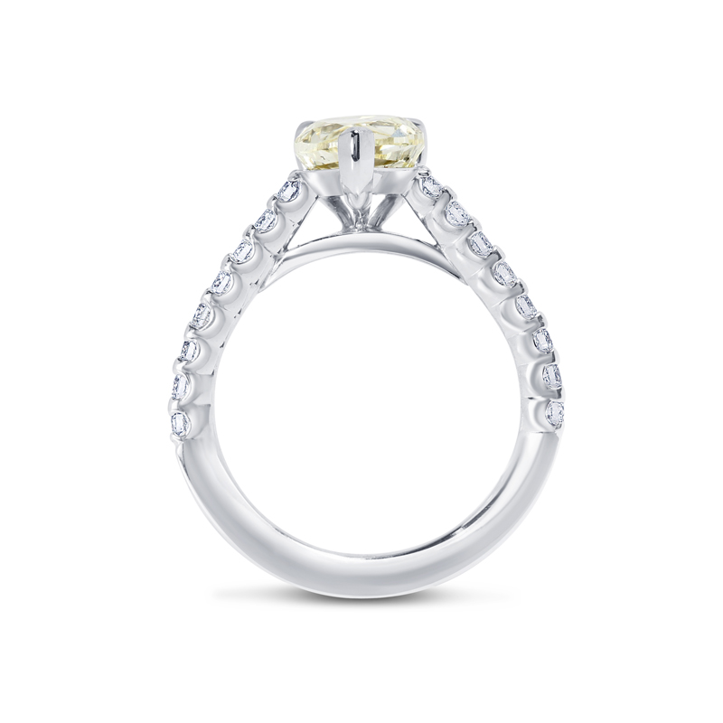 Lab Grown Yellow Pear Cut Diamond Fishtail Setting Engagement Ring