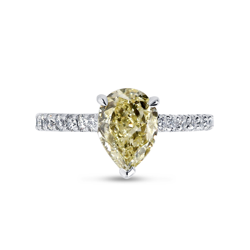 Yellow Pear Shape Diamond Fishtail Setting Engagement Ring