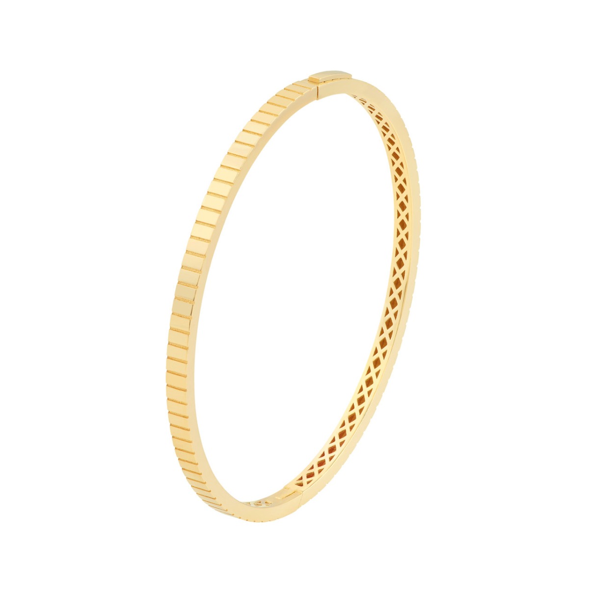 Fluted Hinge Weave Gold Bangle 