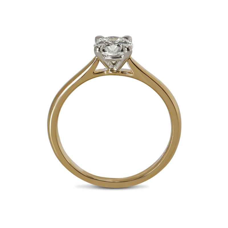 Yellow and White Gold Diamond Solitaire Engagement Ring