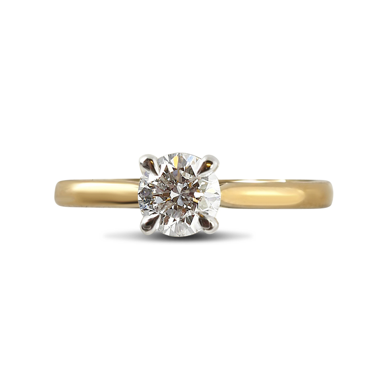  Yellow Gold Lab Grown Round Diamond Engagement Ring