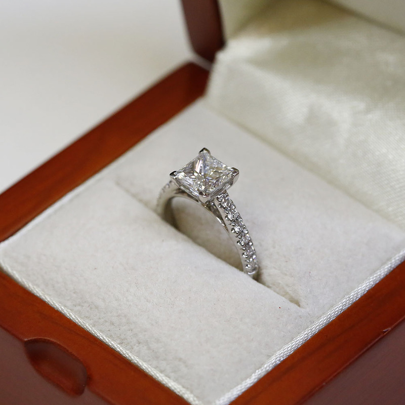 Lab Grown Princess Cut Contemporary Engagement Ring