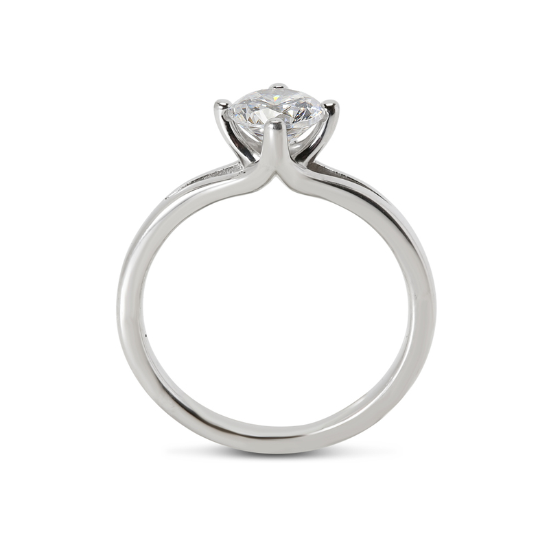 North East West South Round Diamond Engagement Ring