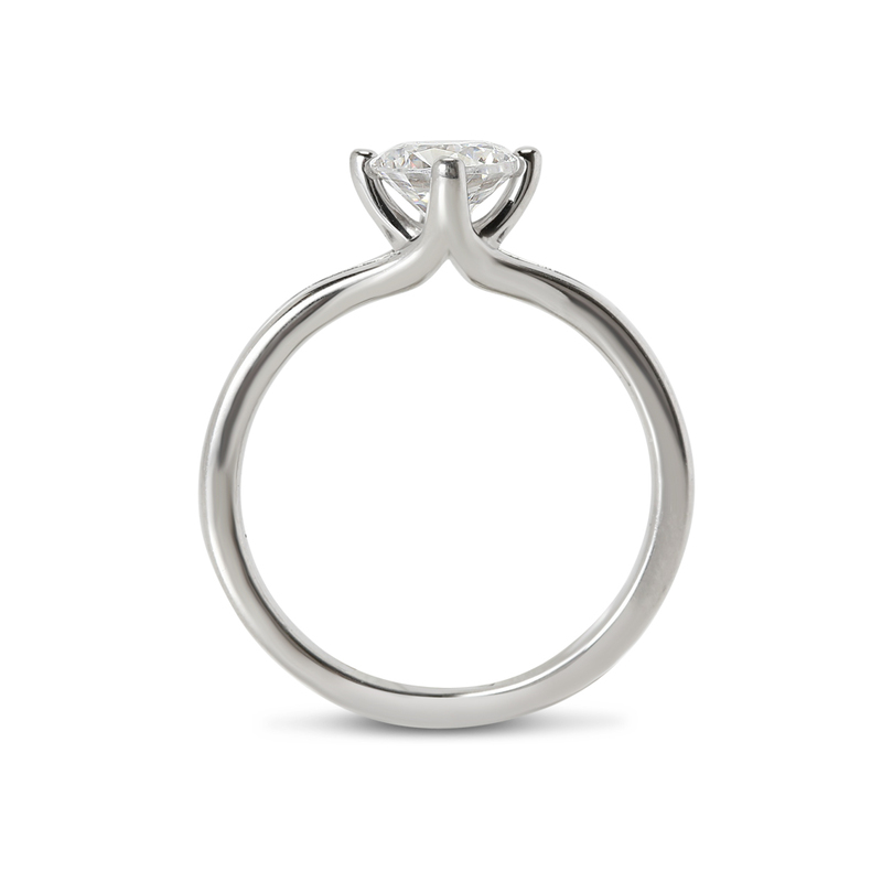North East West South Round Diamond Engagement Ring