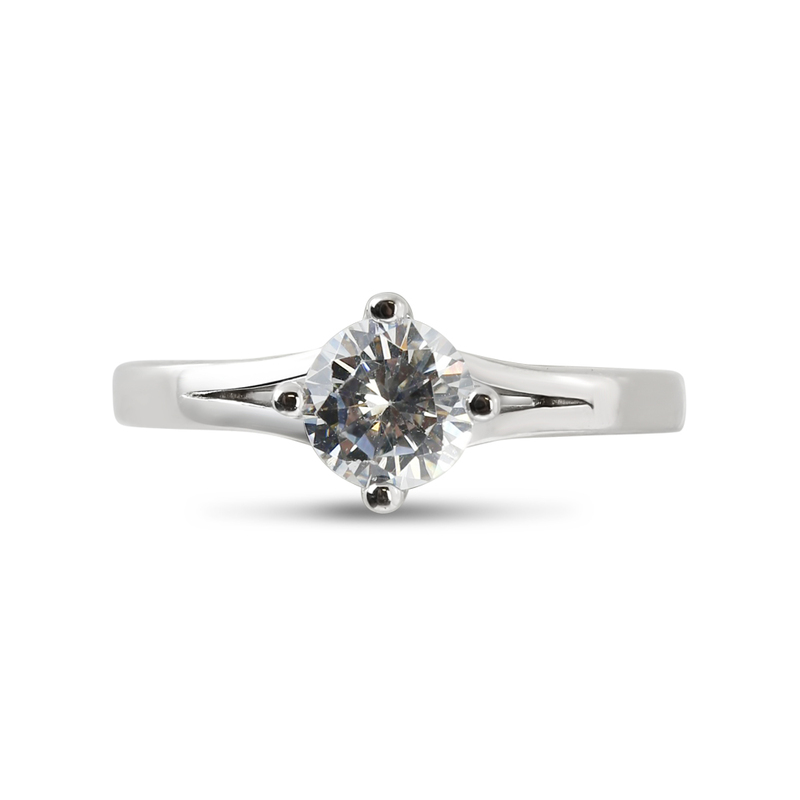 North East West South Round Cut Diamond Engagement Ring