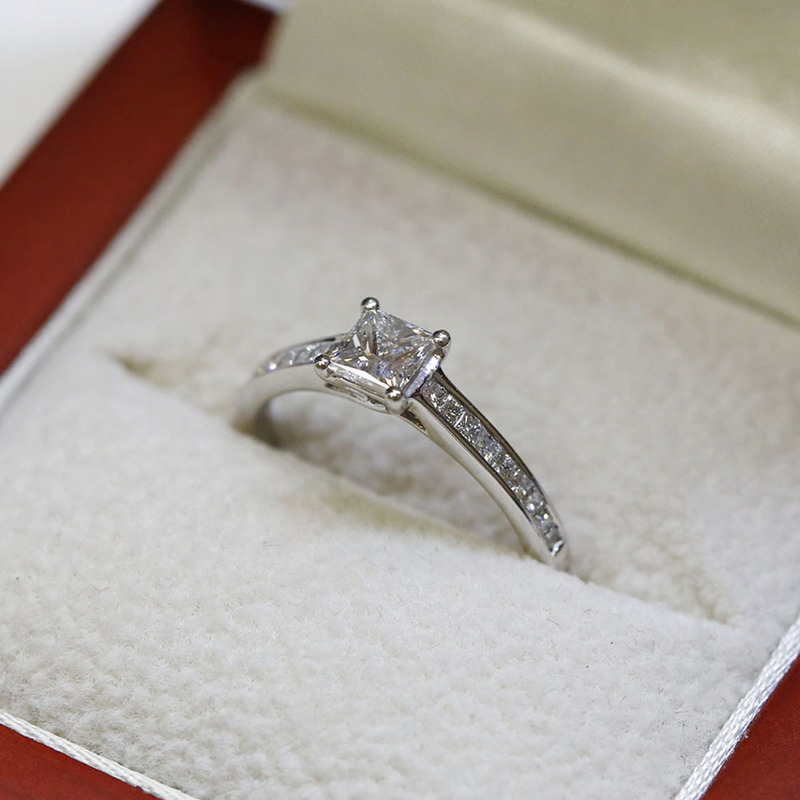 Princess Shape Channel Set Diamond Engagement Ring