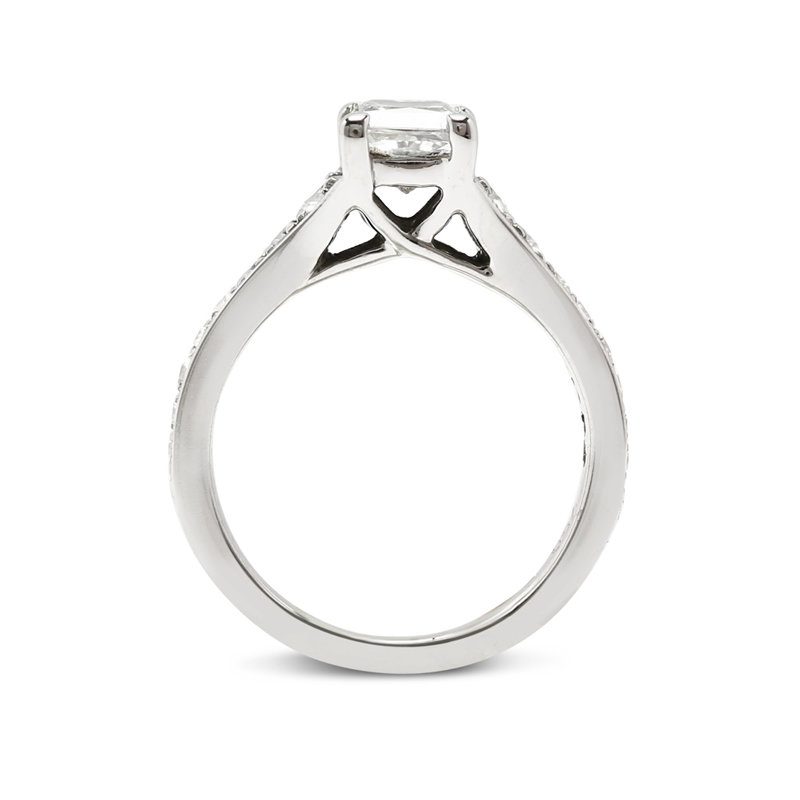 Reversed Tapered Lab Grown Princess Shape Engagement Ring