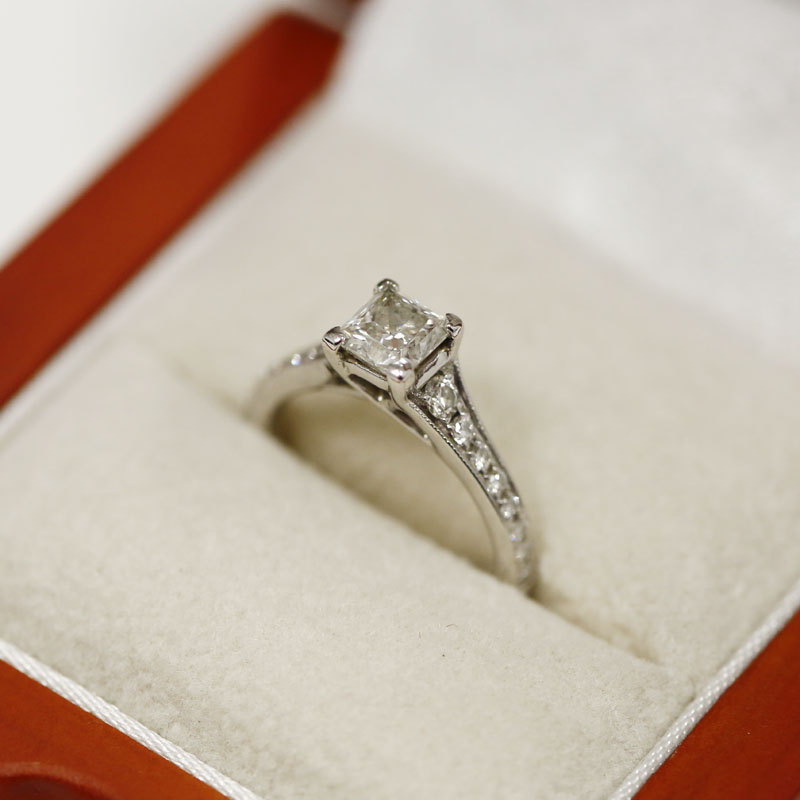  Reversed Tapered Diamond Engagement Ring