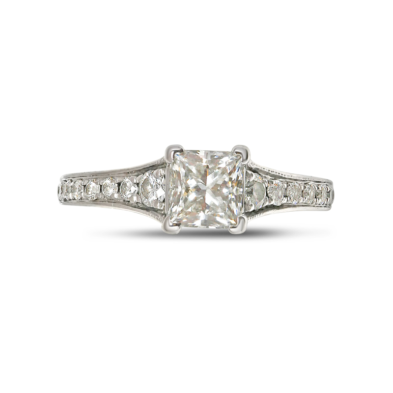 Reversed Tapered Lab Grown Princess Shape Engagement Ring