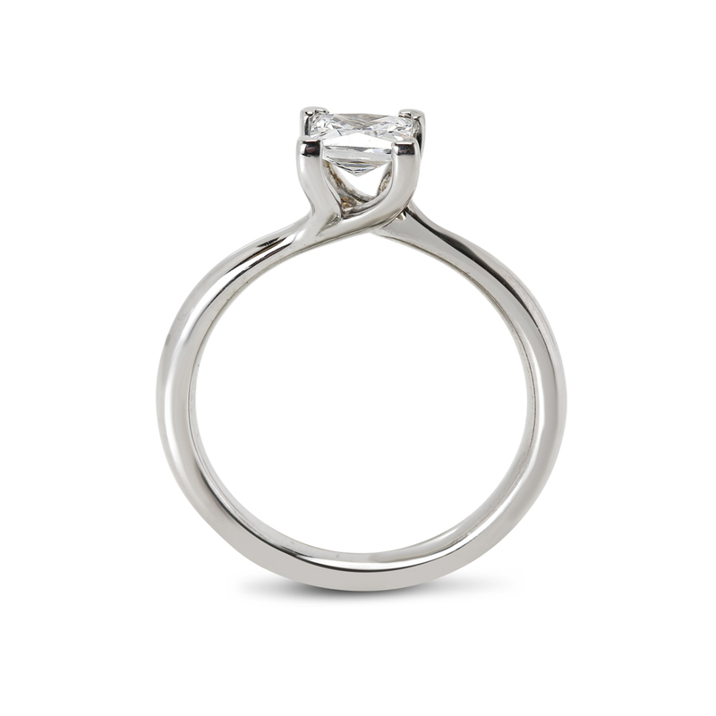 Princess Cut Twist Solitaire Diamond Engagement Ring