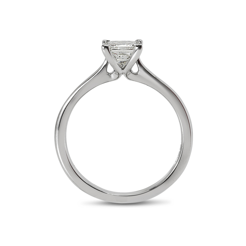 Princess Cut Lab Grown Tapered Solitaire Diamond Engagement Ring