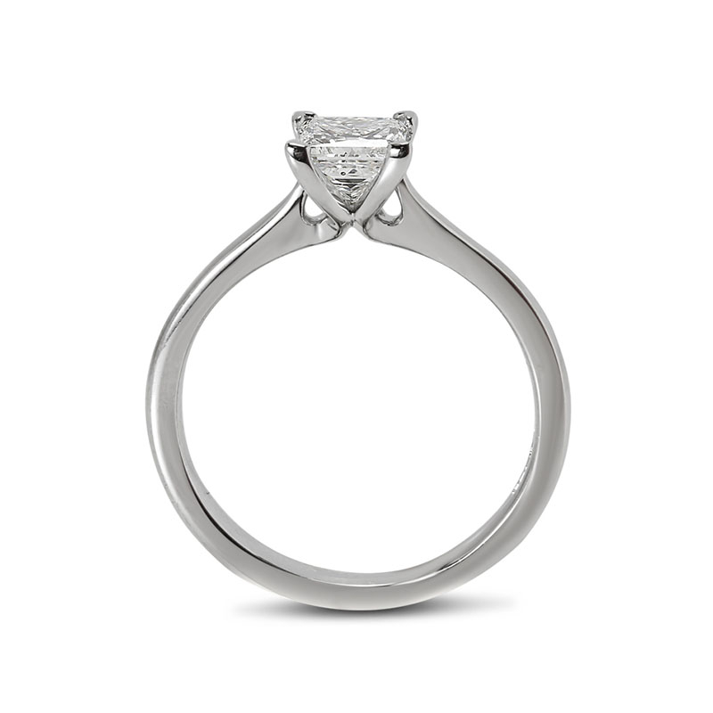 Princess Cut Lab Grown Tapered Solitaire Diamond Engagement Ring