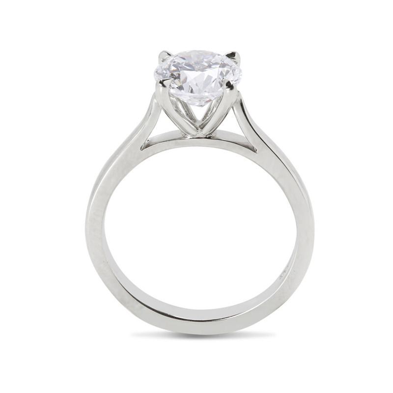 Raised Round Shape Solitaire Lab Grown Diamond Engagement Ring