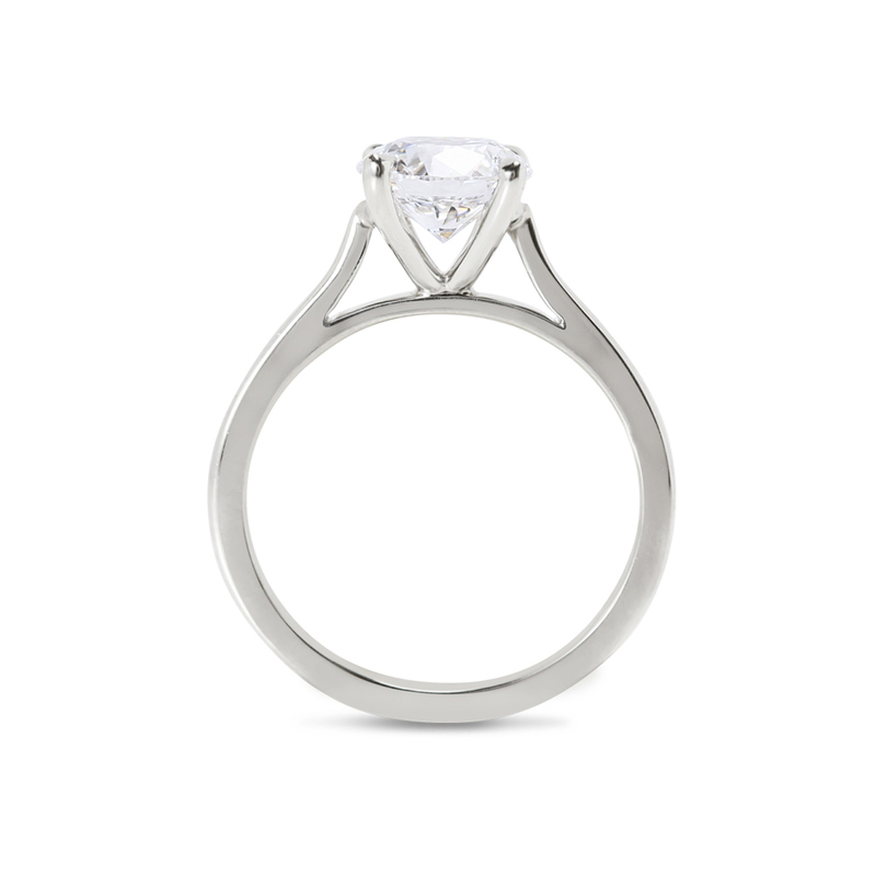 Raised Round Shape Solitaire Lab Grown Diamond Engagement Ring