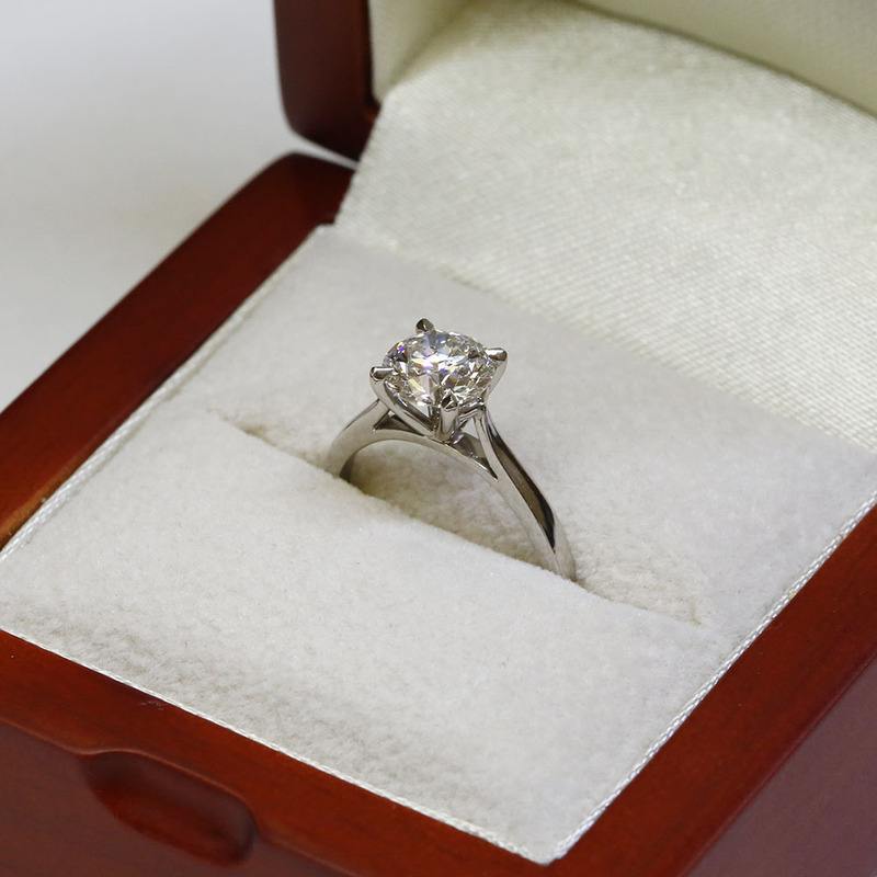 Raised Solitaire Diamond Engagement Ring